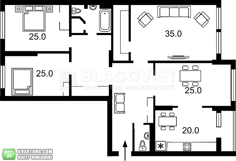 Rent out 4-room apartment. Киев,  Барбюса — photo 1