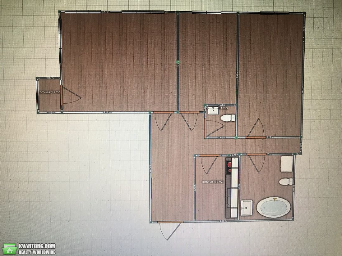 Rent out 3-room apartment. Киев,  Срибнокильская — photo 2