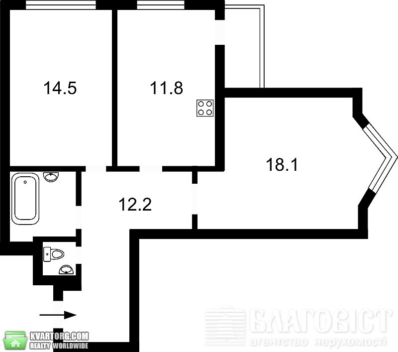 Sell 2-room apartment. Киев, Воскресенская — photo 3