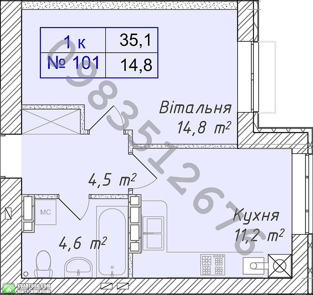 продам 1-комнатную квартиру. Киевская обл.,  Садовая - фото 9
