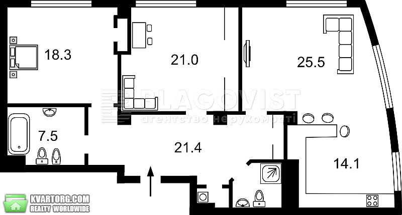 Sell 3-room apartment. Киев,  Ломоносова — photo 1