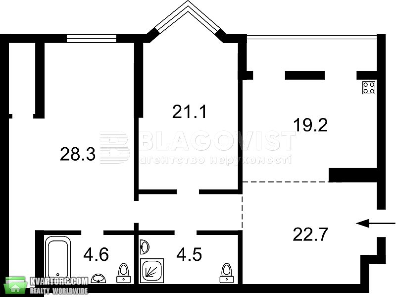 Rent out 3-room apartment. Киев,  Щорса — photo 2