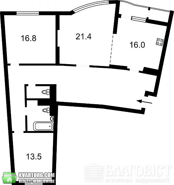 Sell 3-room apartment. Киев, Днепровская наб — photo 2