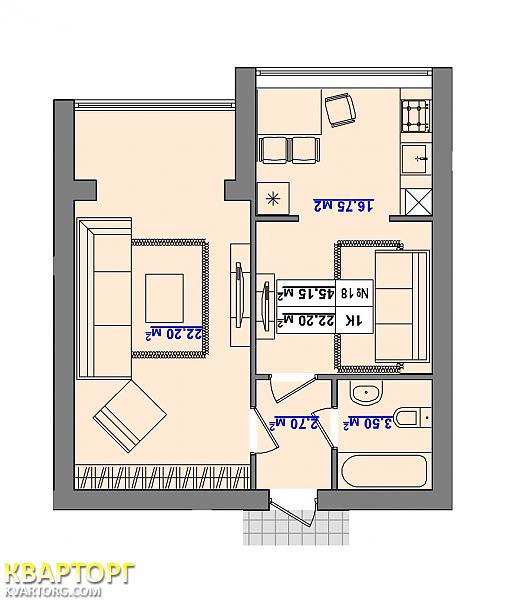 Sell 1-room apartment. Киев, Большая Окружная — photo 9