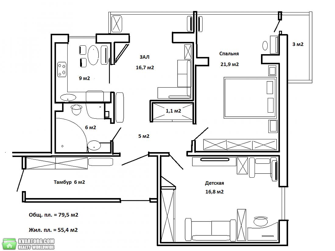 Sell 3-room apartment. Днепропетровск, Героев — photo 10