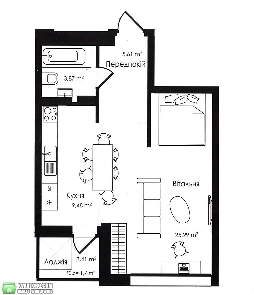 Sell 1-room apartment. Киев, Набережно-Рыбальская — photo 4