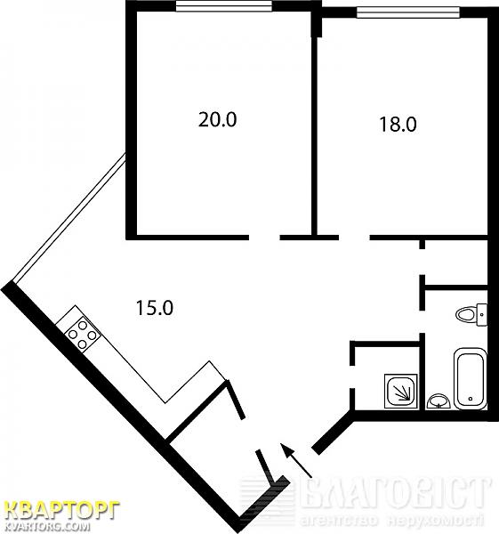 Sell 2-room apartment. Киев,  Днепровская наб — photo 1