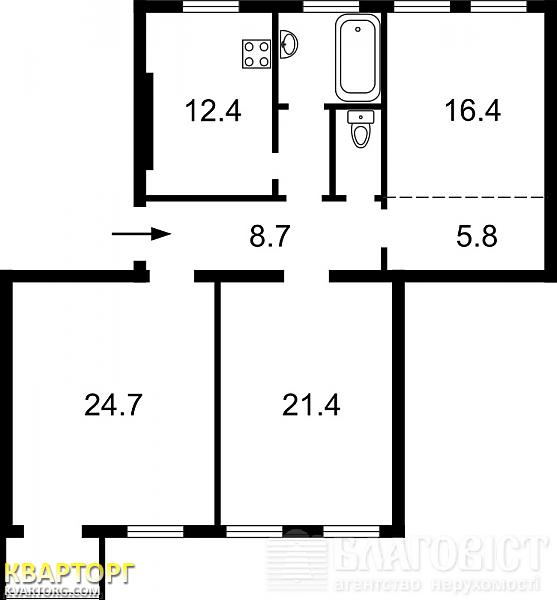 Sell 3-room apartment. Киев,  Богомольца — photo 4