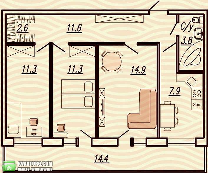 Sell 2-room apartment. Одесса, Щорса ул. — photo 2