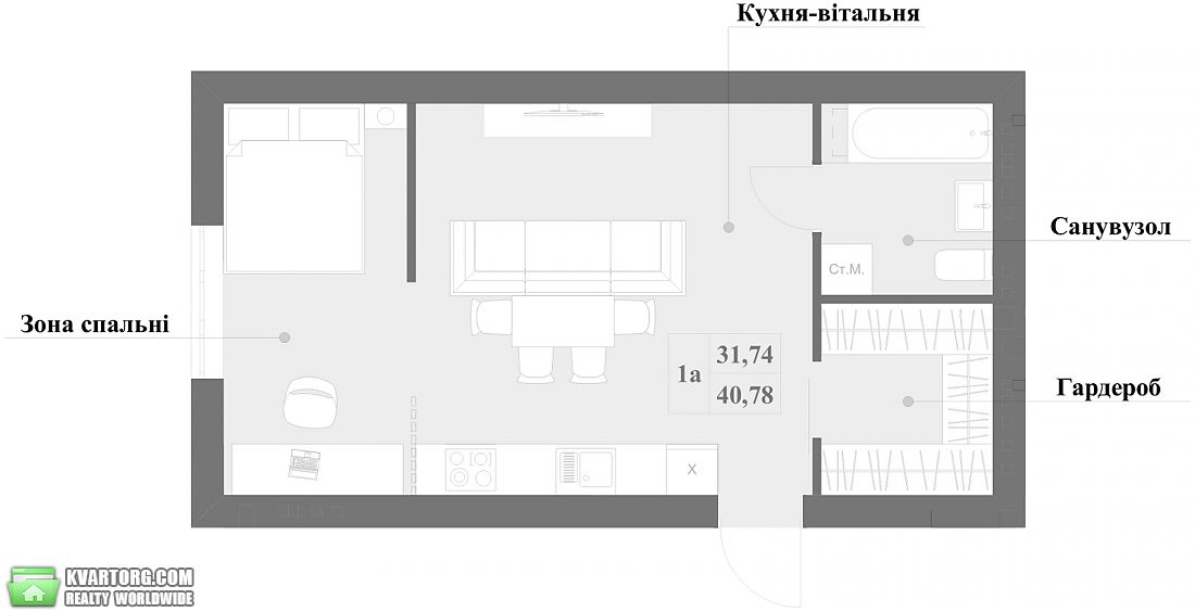 Sell 1-room apartment. Киев, Кисловодская — photo 1