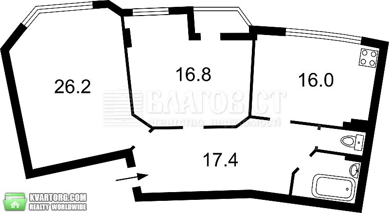 Sell 2-room apartment. Киев,  Луначарского — photo 1