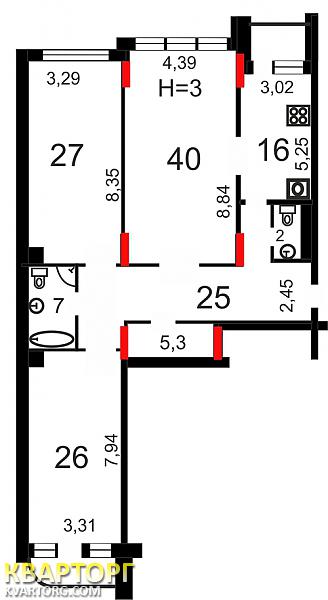 Sell 3-room apartment. Киев, Щорса — photo 2