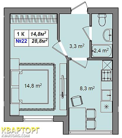 Sell 1-room apartment. Киев,  Большая Окружная — photo 9