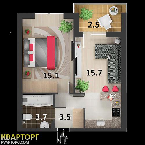 Планировка однокомнатной квартиры с лоджией..