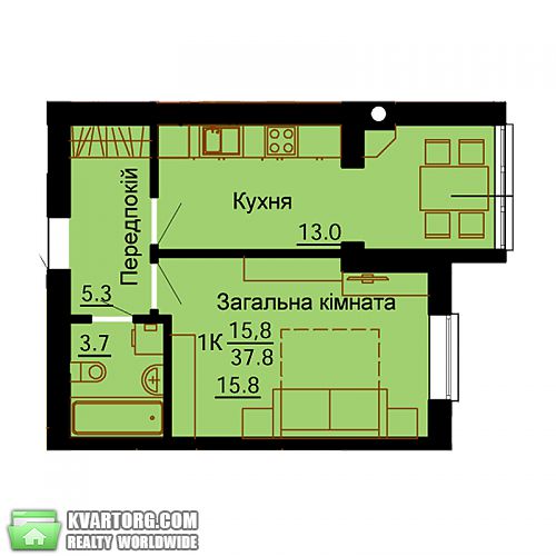 Sell 1-room apartment. Киев, Радужная — photo 1
