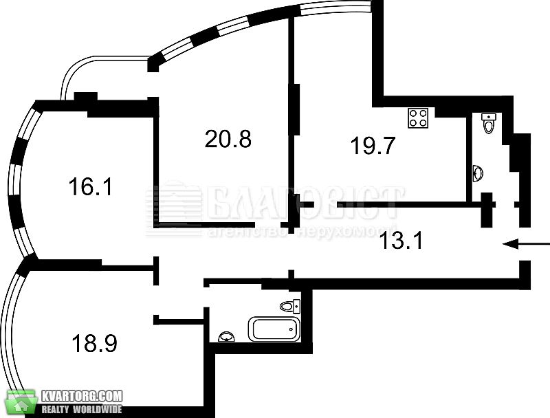 Rent out 3-room apartment. Киев,  Воссоединения пр — photo 8