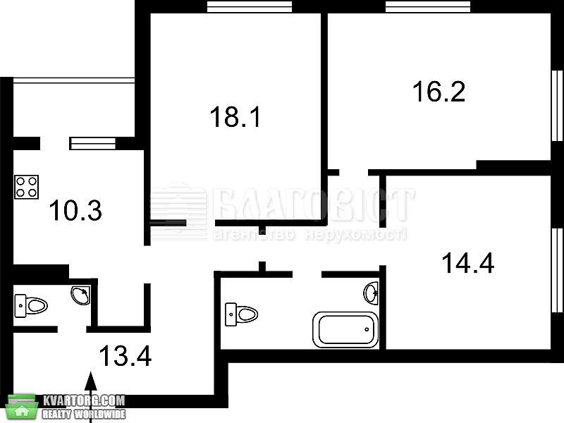 Sell 3-room apartment. Киев,  Красногвардейская — photo 1