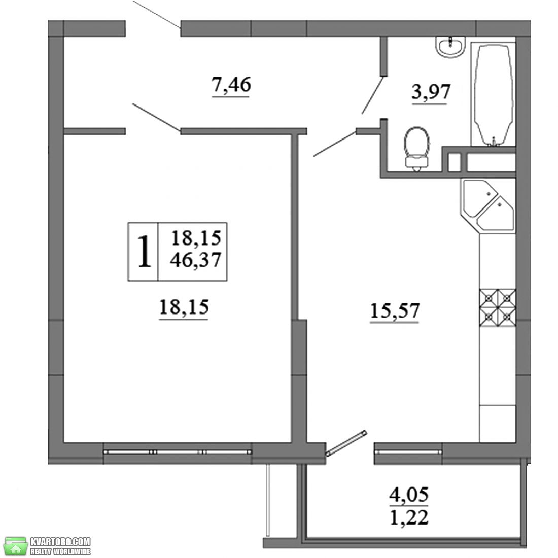 Sell 1-room apartment. Киев,  Ломоносова — photo 3