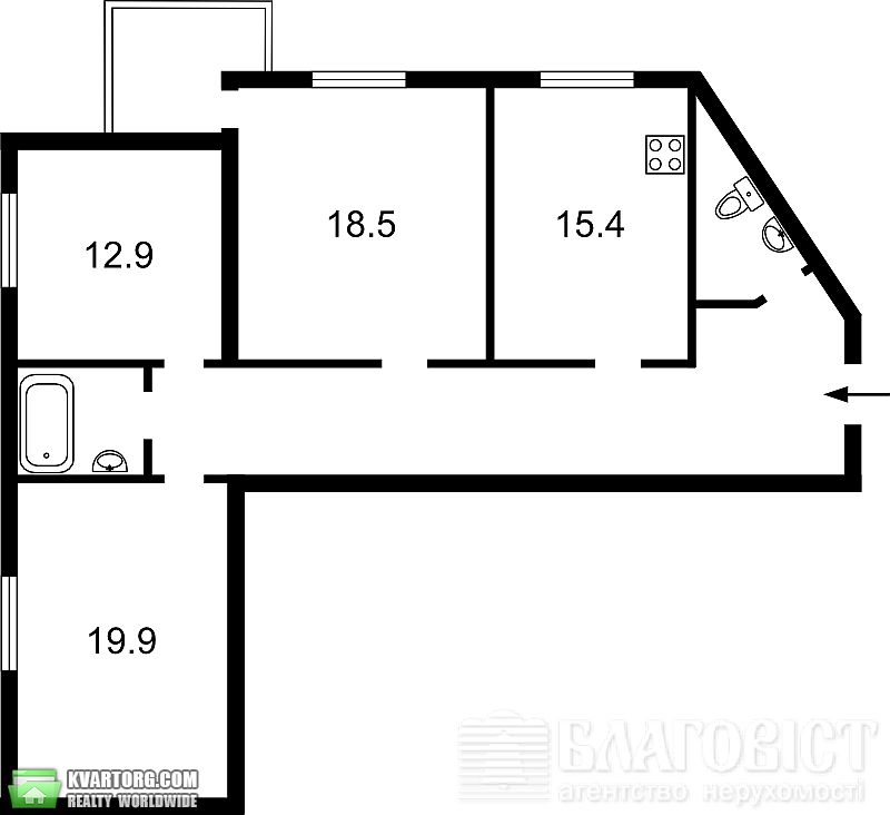 Sell 3-room apartment. Киев,  Бажана — photo 3