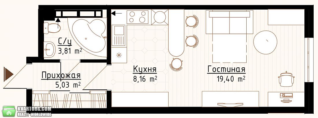 Sell 1-room apartment. Киев, Максимовича — photo 2