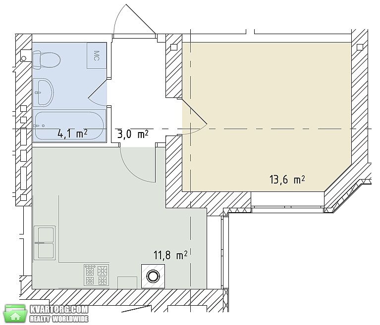 Sell 1-room apartment. Киев,  Львовская — photo 1