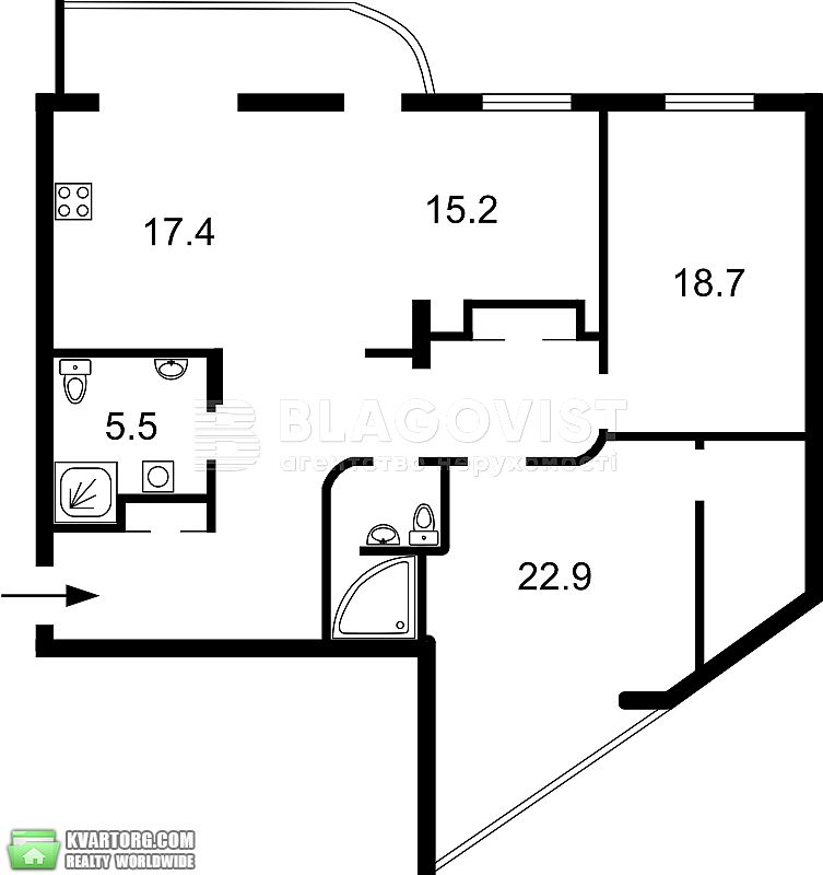 Sell 3-room apartment. Киев, Чорновола Вячеслава — photo 2