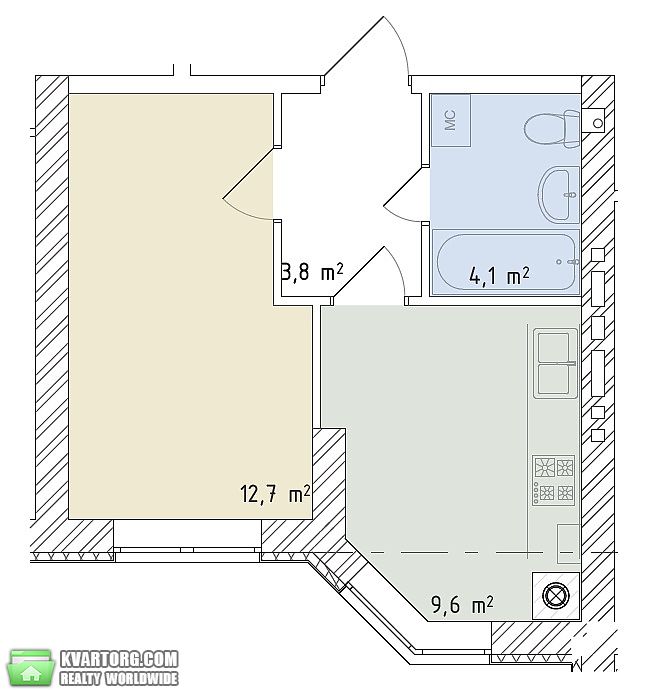 Sell 1-room apartment. Киев,  Львовская — photo 8