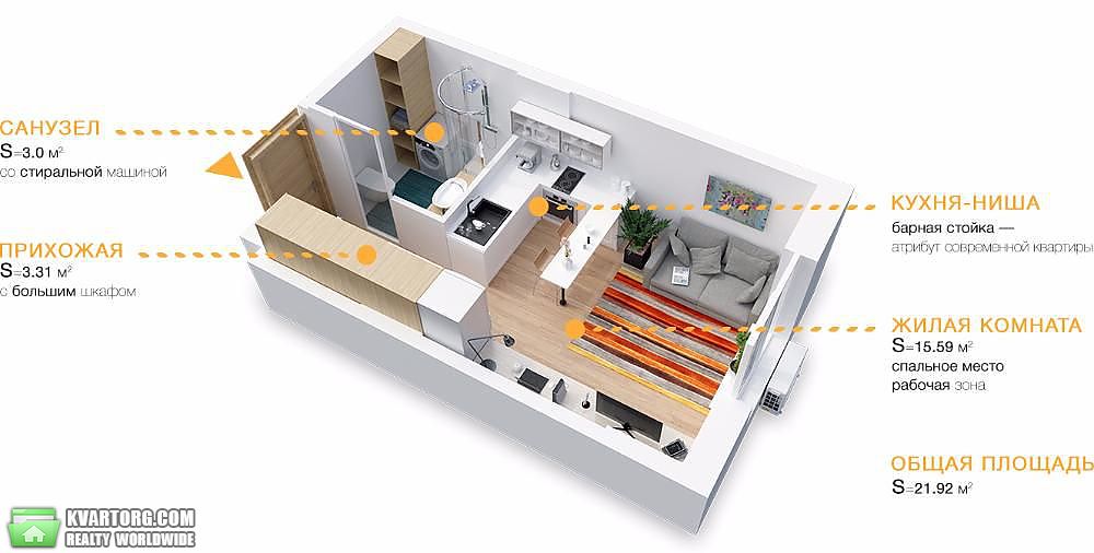 Sell 1-room apartment. Киев, Регенераторная — photo 3