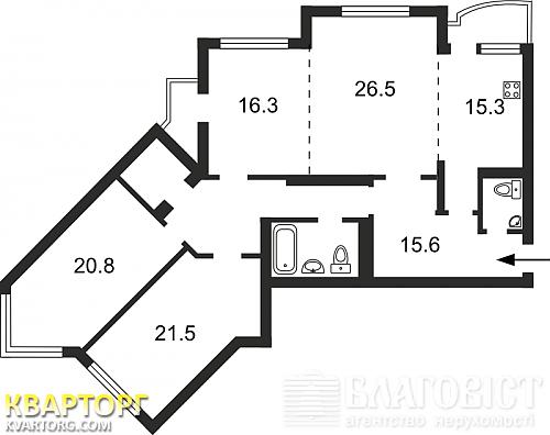 Sell 3-room apartment. Киев, Княжий Затон 21 — photo 2