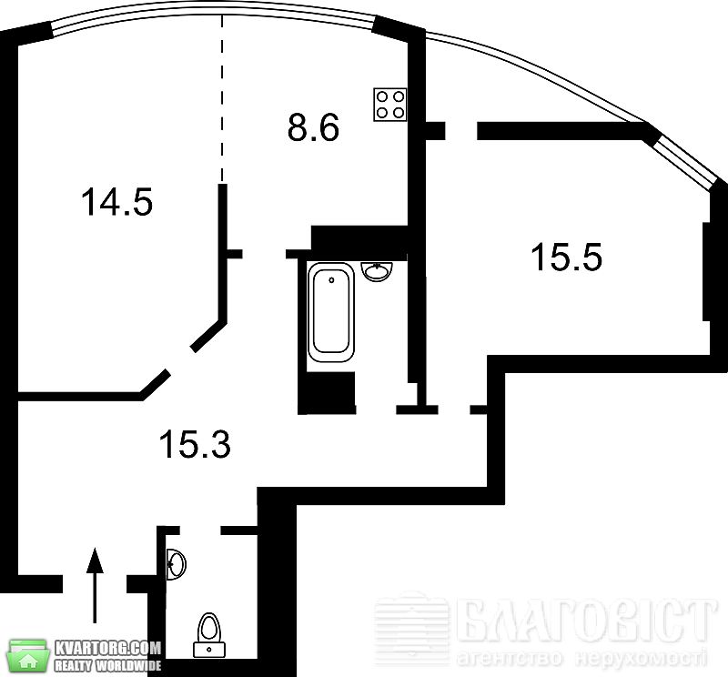 Sell 2-room apartment. Киев,  Воссоединения пр — photo 4