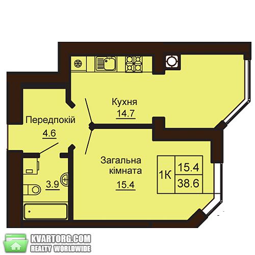 Sell 1-room apartment. Киев, Абрикосовая — photo 3