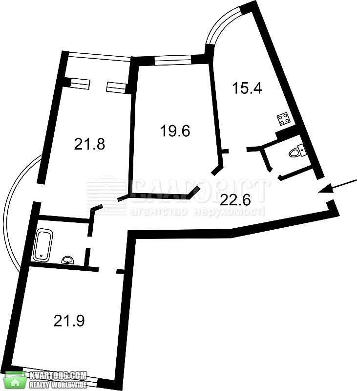 Sell 3-room apartment. Киев,  Луначарского — photo 1