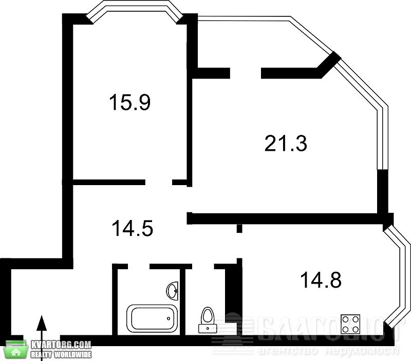 Sell 2-room apartment. Киев,  Ахматовой — photo 1