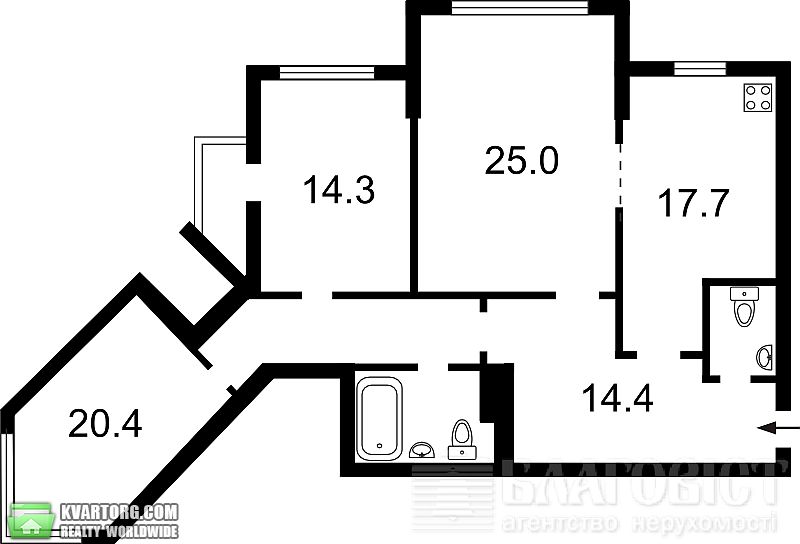 Sell 3-room apartment. Киев, Срибнокильская — photo 6
