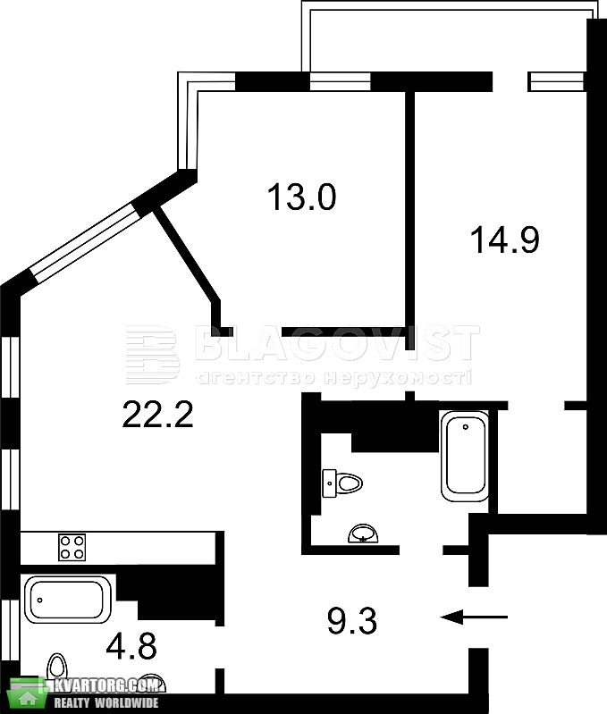 Sell 2-room apartment. Киев, ул. Рыбалко Маршала — photo 5