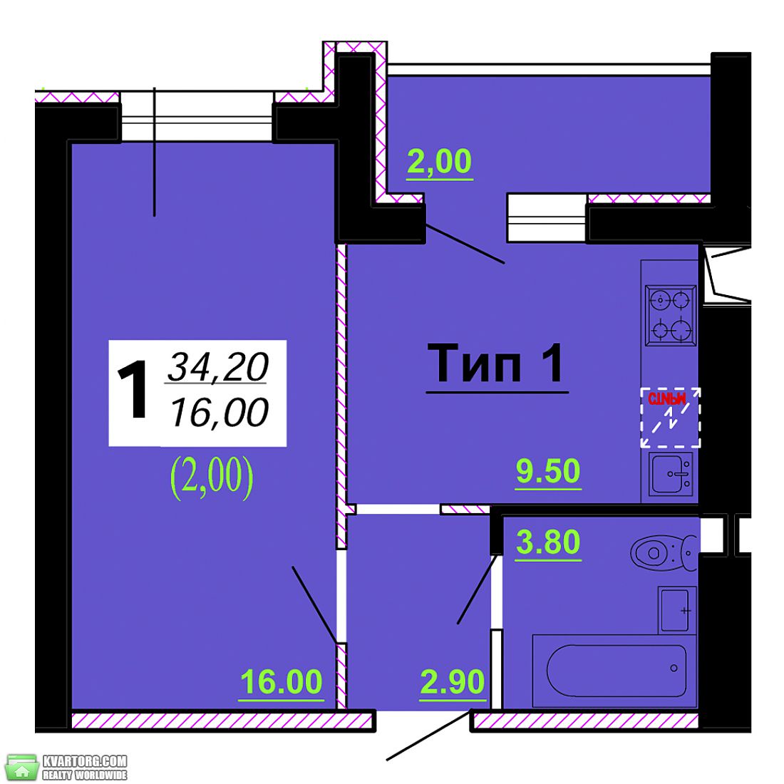 Sell 1-room apartment. Киев,  Радужная — photo 1