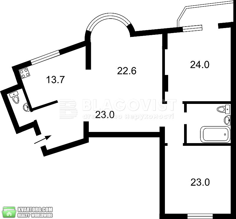 Rent out 3-room apartment. Киев,  Княжий Затон — photo 3