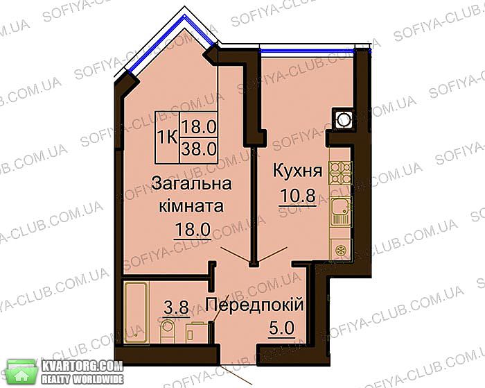 Sell 1-room apartment. Киев, зеленая — photo 1