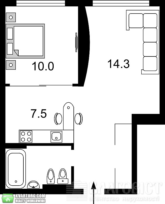Sell 1-room apartment. Киев,  Феодосийская — photo 5