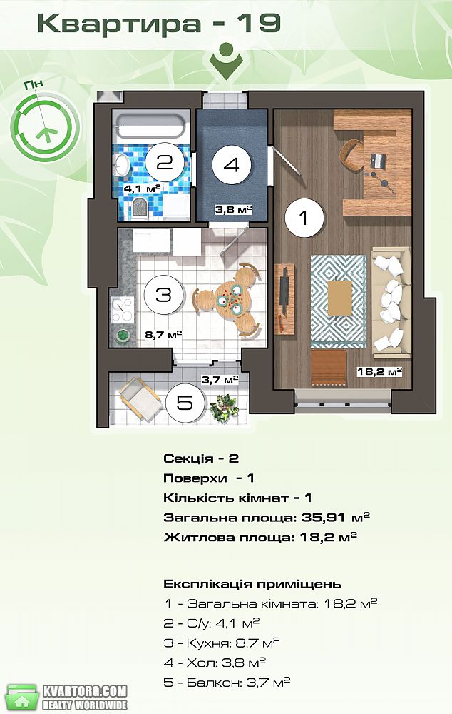 Sell 1-room apartment. Киевская обл., Остромирская — photo 1