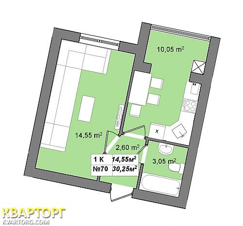 Sell 1-room apartment. Киев, Большая окружная — photo 7
