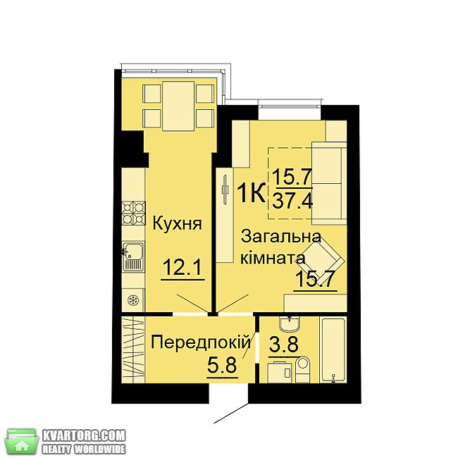 Sell 1-room apartment. Киев, Небесной Сотни — photo 4