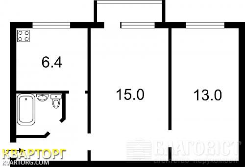Sell 2-room apartment. Киев, Кустанайская — photo 9