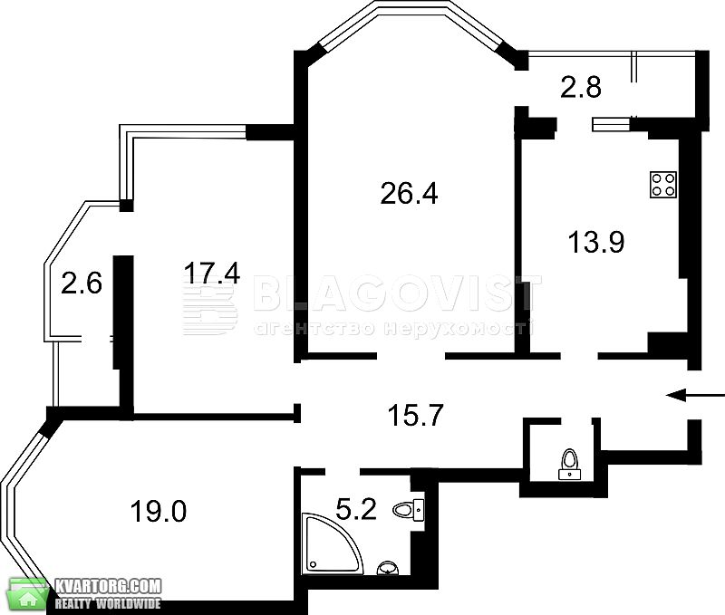 Sell 3-room apartment. Киев, ул. Лебедева-Кумача — photo 2