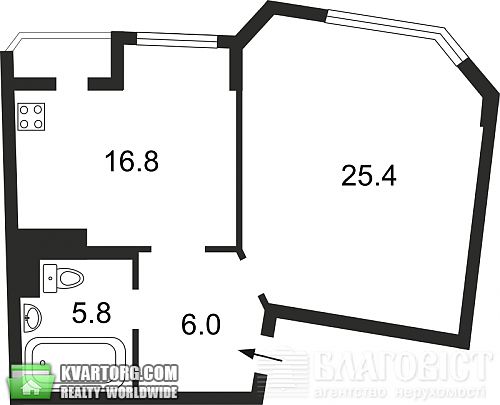 Sell 1-room apartment. Киев, Луначарского — photo 4