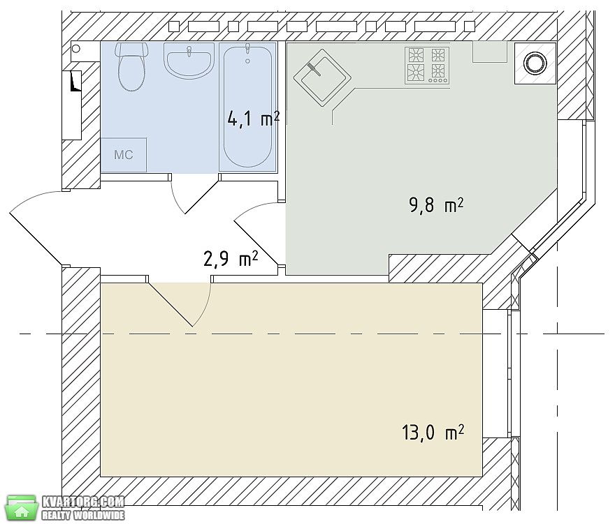 Sell 1-room apartment. Киев,  Львовская — photo 9