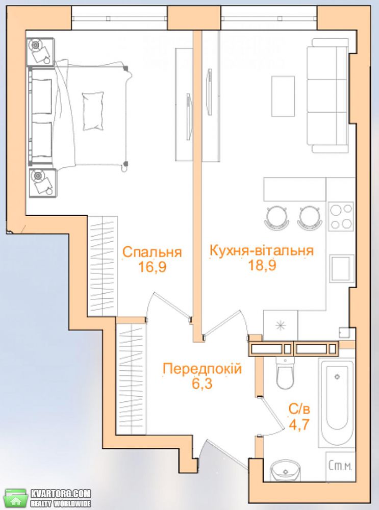 Sell 1-room apartment. Киев, пер. Новопечерский — photo 2