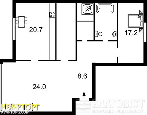 Sell 2-room apartment. Киев, Днепровская наб — photo 2