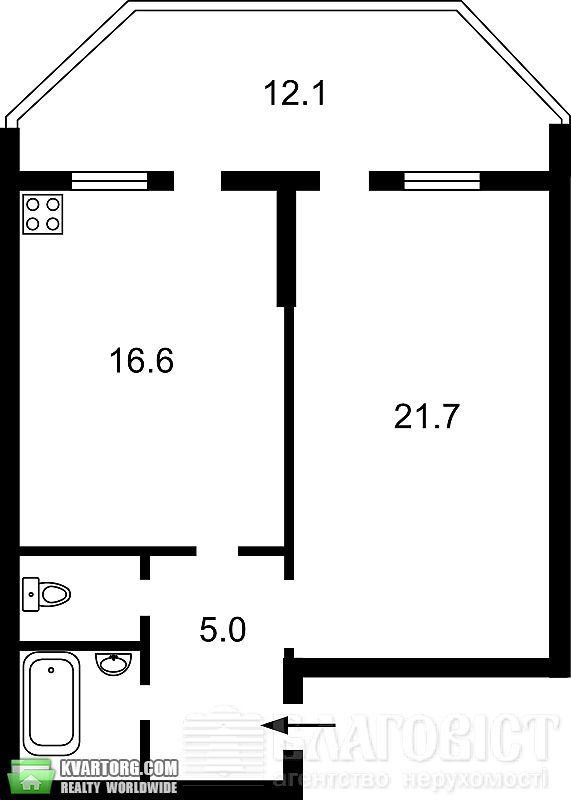 Sell 1-room apartment. Киев,  Тычины пр — photo 5