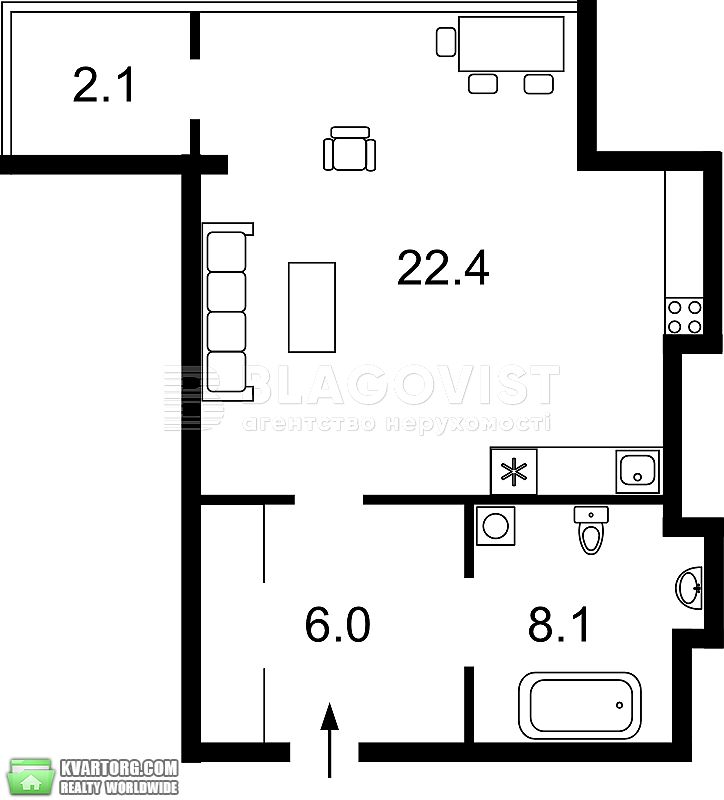 Sell 1-room apartment. Киев,  Леси Украинки бул — photo 2